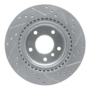BMW 128I Brake Rotor (1) - Rear Left - R1 Concepts - Drilled & Slotted - Silver - `08-`13
